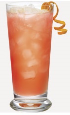The Sunny Sangria is a red colored drink recipe made from Burnett's pink lemonade vodka, cherry vodka, lime juice, strawberry juice and lemon, and served over ice in a highball glass.