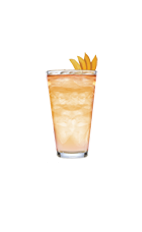 The Suspicious Fellow is a peach colored cocktail right out of the Southern United States. Made from Big House Tupelo honey bourbon, triple sec, sweet and sour sauce, lemon-lime soda and club soda, and served over ice in a highball glass.