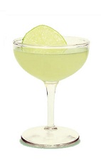 The Gypsy cocktail is made from gin, St-Germain elderflower liqueur, green chartreuse and lime juice, and served in a chilled cocktail glass.