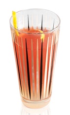 The Patron Lilly is a red drink made from Patron tequila, lemon juice, simple syrup and rose sparkling wine, and served in a highball glass.