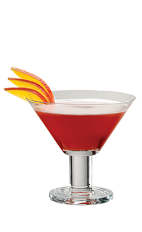 The Peacock is a red colored cocktail recipe packed full of warm and cold climate flavors. Made from PAMA pomegranate liqueur, citrus vodka, cranberry juice and sour mix, and served in a chilled cocktail glass.