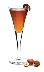 The Truffle Martini is an elegant dessert in a glass. A brown cocktail made from Frangelico hazelnut liqueur, SKYY vodka and espresso, and served in a chilled cocktail glass.