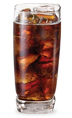 The Vanilla Coin is a brown drink made from vanilla liqueur and Coke, and served over ice in a highball glass.