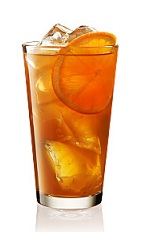 The Vanilla Iced Tea is a refreshing tea made from Beefeater gin, English breakfast tea and vanilla syrup, and served over ice with orange in a highball glass.