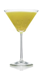 The Verde Maria is a green drink made from Patron tequila and sour mix, and served in a chilled cocktail glass.