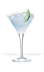 The White Cosmopolitan cocktail is a clear colored drink made from vodka, Cointreau orange liqueur, white cranberry juice and lemon juice, and served in a chilled cocktail glass.