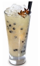 The Zumat drink recipe is made from sambuca, Limoncello, juniper berries, star anise, lemon juice, vanilla extract and club soda, and served over ice in a highball glass.