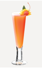 The Orange Pastry is an orange colored dessert drink made from Burnett's maple syrup vodka, whipped cream vodka, grenadine and orange juice, and served over ice in a sling glass.