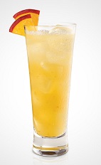 The Plush Peach is an orange colored drink recipe made from Seagram's Peach Twisted gin, peach schnapps and orange juice, and served over ice in a peach-garnished highball glass.