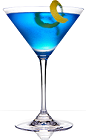 The 901 Blue cocktail recipe is a blue colored drink made from 901 Silver tequila, blue curacao, lemon-lime soda and sweet and sour mix, and served in a chilled cocktail glass garnished with an orange twist.