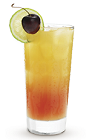 The 9 Rise drink recipe is an orange colored delight made from Cruzan 9 spiced rum, orange juice and grenadine, and served over ice in a highball glass.