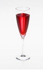 The Almond Stardust is a red colored drink made from Disaronno amaretto liqueur, vodka, strawberry liqueur and prosecco, and served in a chilled champagne flute.