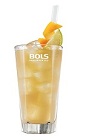 The Anejo Knuckleball is a refreshing orange drink made from Bols barrel aged genever, Cointreau, lime juice and ginger beer, and served over ice in a highball glass.