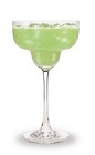The Apple Puckerita is a green drink made from Pucker Sour Apple schnapps, tequila, lime juice and sour mix, and served in a chilled margarita glass.
