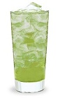 The Appleade is a green drink made from Pucker sour apple schnapps, vodka and lemonade, and served over ice in a highball glass.