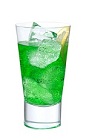 The Aqua Thunder is an exciting green drink made from Midori melon liqueur, blue curacao, banana liqueur, lemon juice and club soda, and served over ice in a highball glass.