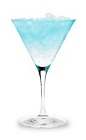 The Aquatini is a blue cocktail made form Pucker Island Punch schnapps, lemon vodka and sour mix, and served in a chilled cocktail glass.
