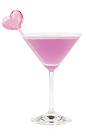 The Bachelorette Blush is a classy purple cocktail made from Hpnotiq Harmonie liqueur, cherry vodka and lemon-lime soda, and served in a chilled cocktail glass.