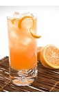 The Bitter Bull Caipirinha is an orange colored aperitif drink recipe made from Leblon cachaca, Campari, Red Bull and orange juice, and served over ice in a highball glass.