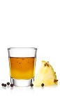 The Black Pineapple Shot is a unique blend of Malibu Black rum, pineapple syrup and black pepper, and served in a chilled shot glass. A golden colored shot perfect for the finicky palettes, most guaranteed to open up any appetite.