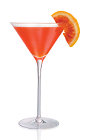 The Blood Orange 100 is made from Stoli 100 vodka, blood orange liqueur and lemon juice, and served in a chilled cocktail glass.