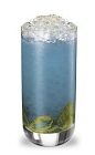 The Blueberry Mojito High is a modern variation of the classic Mojito drink. A blue colored drink made from blueberry schnapps, light rum, simple syrup, lime juice, mint and club soda, and served over crushed ice in a highball glass.