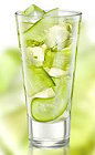 The Brisk Cucumber is a refreshing digestif drink recipe made from Zubrowka Bison Grass vodka, apple juice and cucumber, and served over ice in a highball glass.