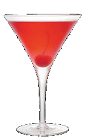 The Bubble Martini cocktail recipe is a red colored drink made from Three Olives bubble vodka, cranberry juice and ginger ale, and served in a chilled cocktail glass.