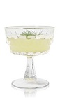 The Celedones is a yellow cocktail made from Patron tequila, cucumber, melon, lime juice, agave nectar and dill, and served in a chilled cocktail glass.