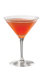 The Cheesecake Martini is a red cocktail made from Smirnoff strawberry vodka, vanilla vodka and cranberry juice, and served in a chilled cocktail glass.