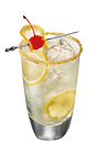 The Cherry Lemonade is a clear drink made from Smirnoff cherry vodka, lemonade, club soda and lemon, and served over ice in a highball glass.