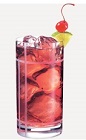 The Tropi-Cran drink recipe is made from Burnett's tropical fruit vodka and cranberry juice, and served over ice in a highball glass.