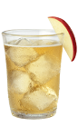 The Cinnaster Apple is an orange drink made from Tuaca Cinnaster cinnamon vanilla liqueur, apple juice and club soda, and served over ice in a rocks glass.