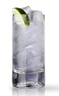 The Classic Gin and Tonic is a clear colored drink made from Martin Miller's gin, tonic water and lime, and served over ice in a highball glass.