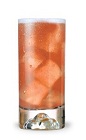 The Cowgirl Coolade is an orange colored drink made from Cointreau orange liqueur, bourbon, sour mix and cranberry juice, and served over ice in a highball glass.