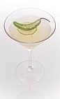 The Cucumber Jalapeno Caipirinha is a spicy version of the classic Brazilian caipirinha drink. Made from Leblon cachaca, jalapeno pepper, lime, cucumber and agave nectar, and served in a chilled cocktail glass.