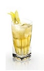 The Disaronno and Schweppes is an orange drink made from Disaronno, bitter lemon and lemon slices, and served over ice in a highball glass.