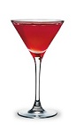 The Dreamy-tini is a smooth red cocktail made from pomegranate schnapps, vanilla vodka and lemonade, and served in a chilled cocktail glass.