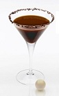 The Espressotini Disaronno is a brown colored cocktail perfect as a pick-me-up. Made from Disaronno, vodka, coffee and cream, and served in a chocolate-rimmed cocktail glass.