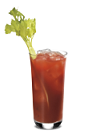 The Fiery Bloody Mary is a red drink made from SoCo Fiery Pepper, Bloody Mary mix and lime, and served over ice in a highball glass.