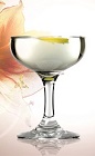 The Floral Martini cocktail recipe is made from Esprit de June liqueur, Gin G'Vine, dry vermouth and orange bitters, and served stirred in a chilled cocktail glass.