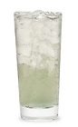 The Grape Fizz is a clear drink made from Pucker grape schnapps, coconut schnapps, sour mix and lemon-lime soda, and served over ice in a highball glass.