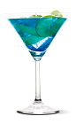 The Great Raspberry Flute is a blue colored cocktail recipe made from UV Blue raspberry vodka, triple sec and lime juice, and served in a chilled cocktail glass.