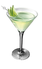 The Green Apple Envy is made from Smirnoff Green Apple vodka and sour mix, and served in a chilled cocktail glass.