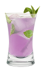 The Harmonie Mojito is a modern take on the classic Mojito drink. A purple drink made from Hpnotiq Harmonie, white rum, lime juice and mint, and served over ice in a highball glass.