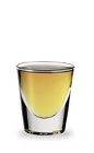 The Holy Frostman is a cool orange shot made from bourbon and peppermint schnapps, and served in a chilled shot glass.