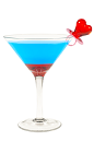 The Hpnotiq Heartbreaker is a blue drink cocktail made from Hpnotiq liqueur, raspberry vodka, club soda and grenadine, and served in a chilled cocktail glass.