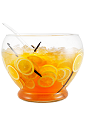 The Italian Spritz Punch drink is made from Galliano L'Autentico, Aperol and Prosecco. Served from a punch bowl or pitcher, and garnished with lemon slices.