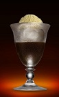 The Jager Float dessert cocktail recipe is made from Jagermeister, root beer and vanilla ice cream, and served in a chilled glass.