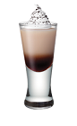 The Java Jingle is a brown colored shot made from espresso, Smirnoff whipped vodka, Bailey's Irish cream and whipped cream, and served in a chilled shot glass.